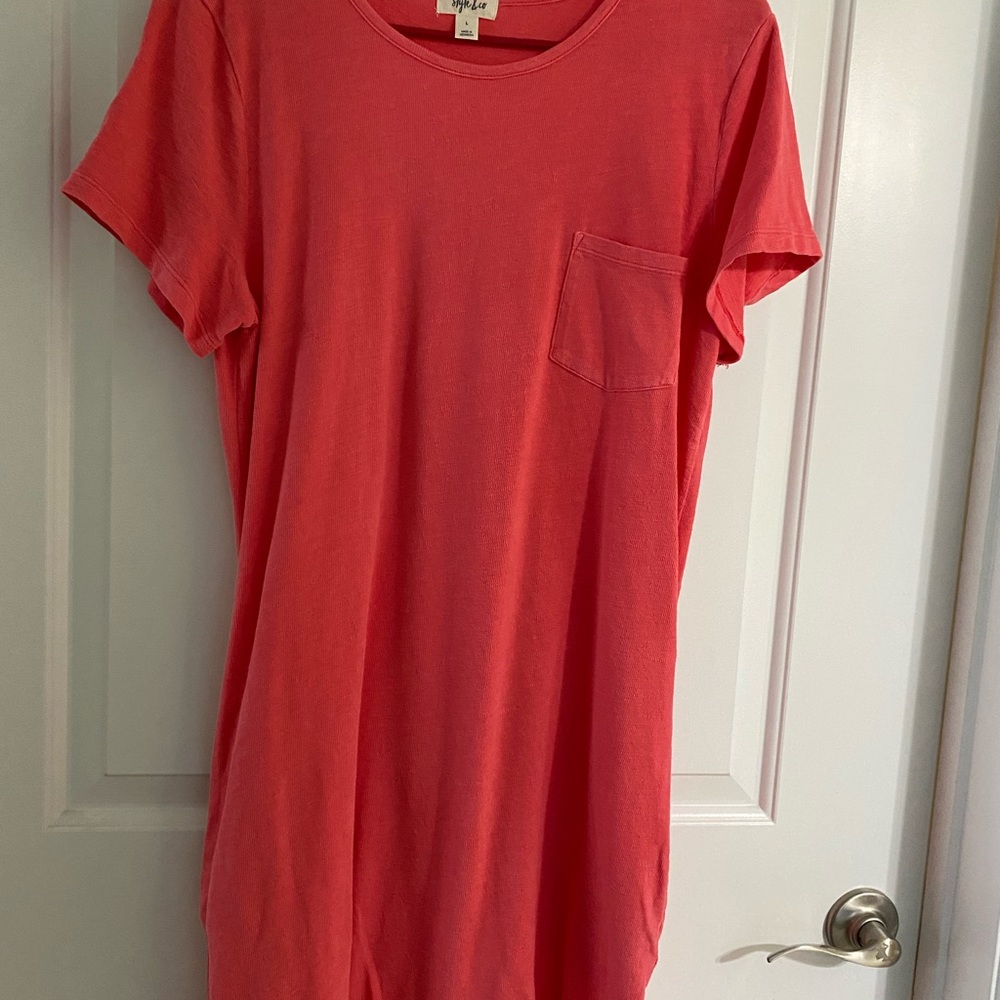 Comfy mid length T shirt dress with pocket